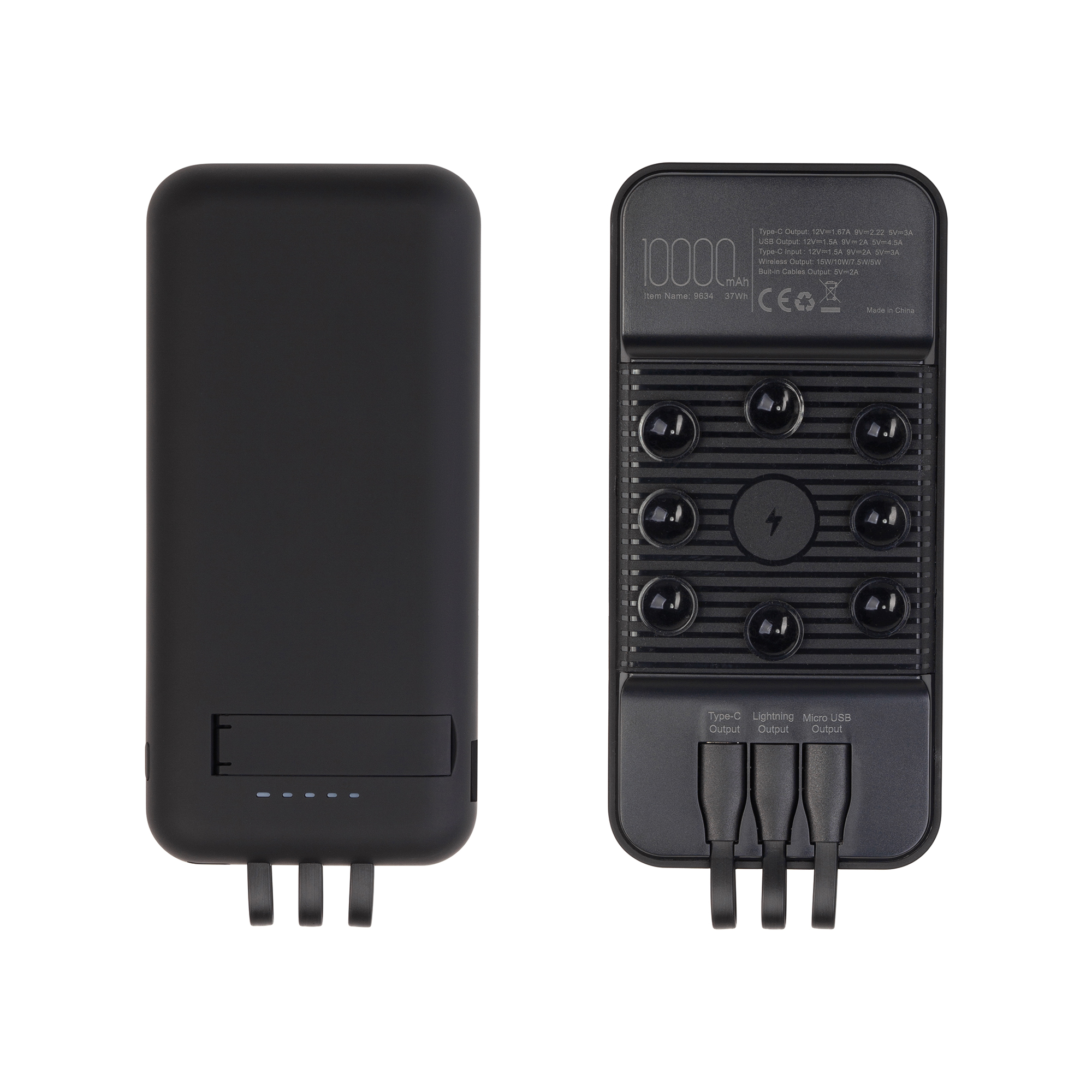 Беспроводное зарядное (22.5/15W) устройство "Topfull SOFTTOUCH" 10000 mAh с подсветкой лого, присосками, встроенными кабелями, с подставкой фото на сайте Print Logo.