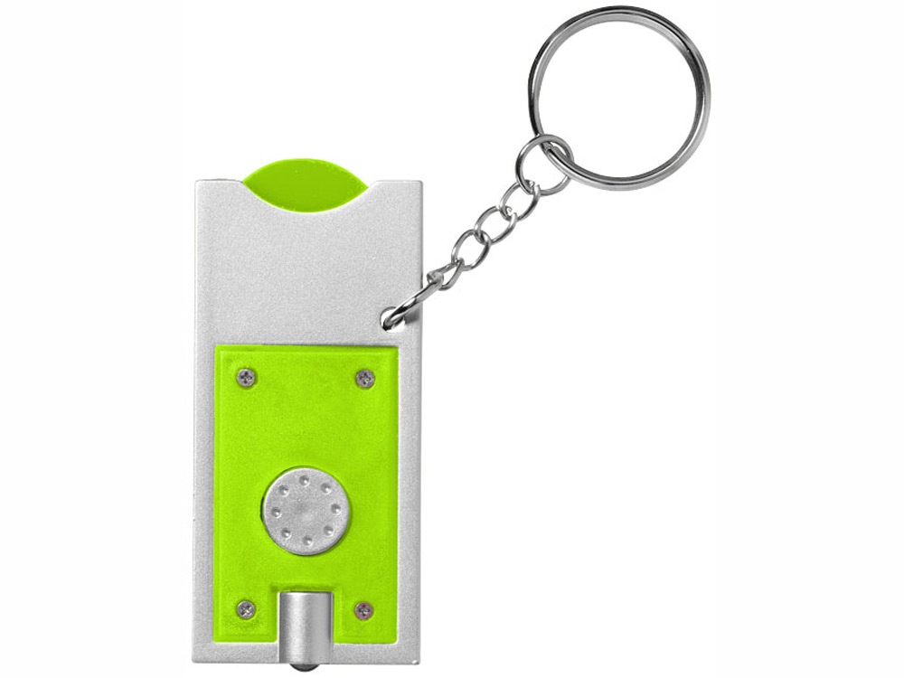 Брелок-держатель для монет Allegro с фонариком, лайм/серебристый