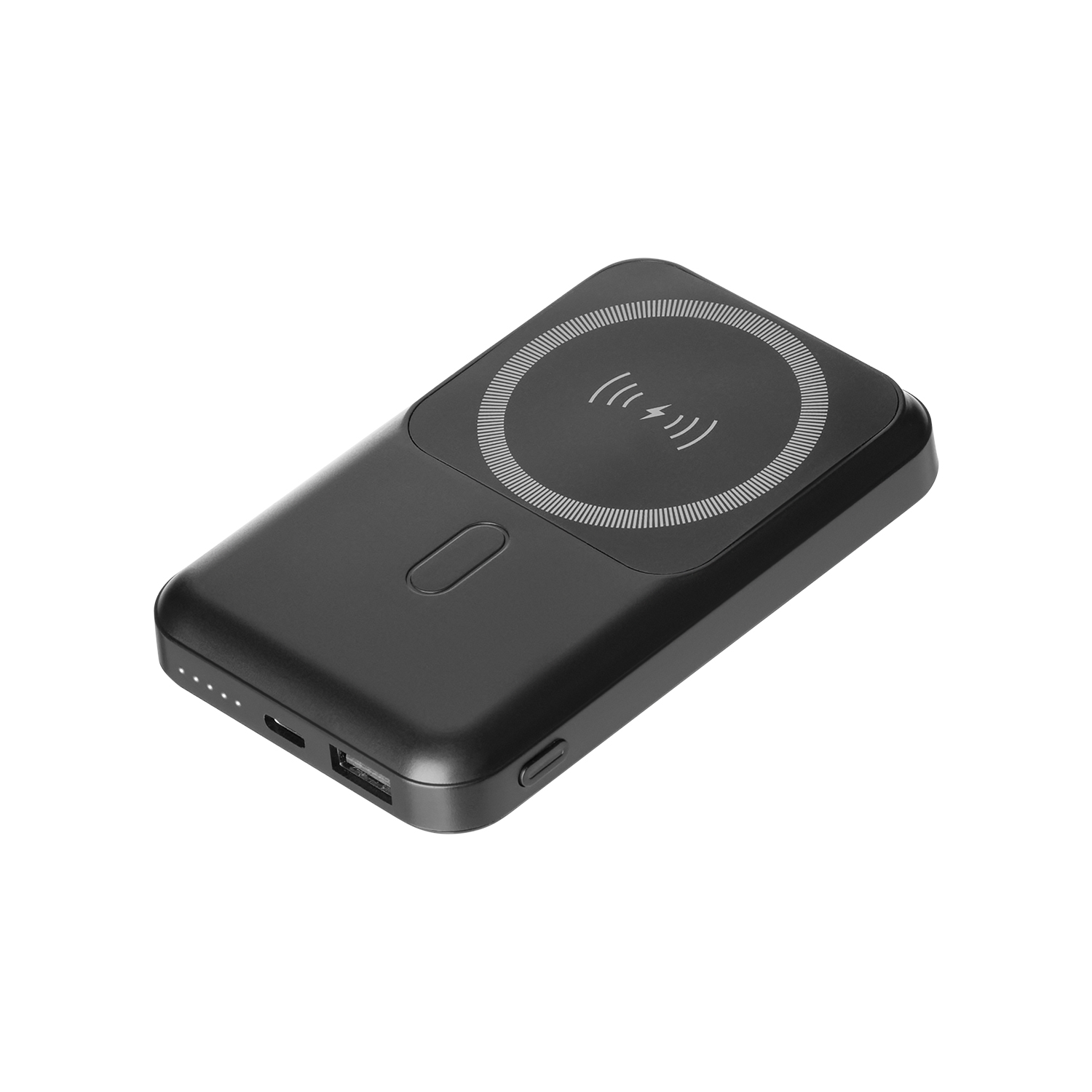 Внешний беспроводной аккумулятор с подставкой Magnetto 10000 mah, черный с логотипом Portobello Внешние Аккумуляторы | Print Logo