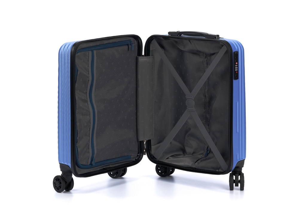 Чемодан TORBER ЛАМА, синий, ABS-пластик, 38 х 21 х 55 см, 37 л