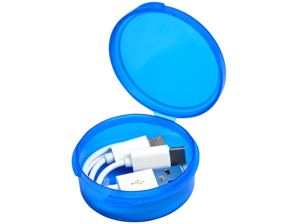 Кабель для зарядки Versa 3-в-1 в футляре,  прозрачный васильковый