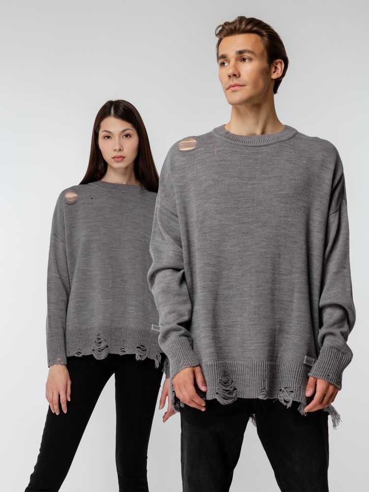 Джемпер оверсайз унисекс Grunge, серый, размер L/XL