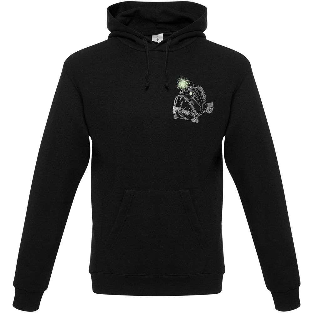 Худи «Морской черт» со светящимся принтом — пример нанесения логотипа (Ловец слов) | Print Logo