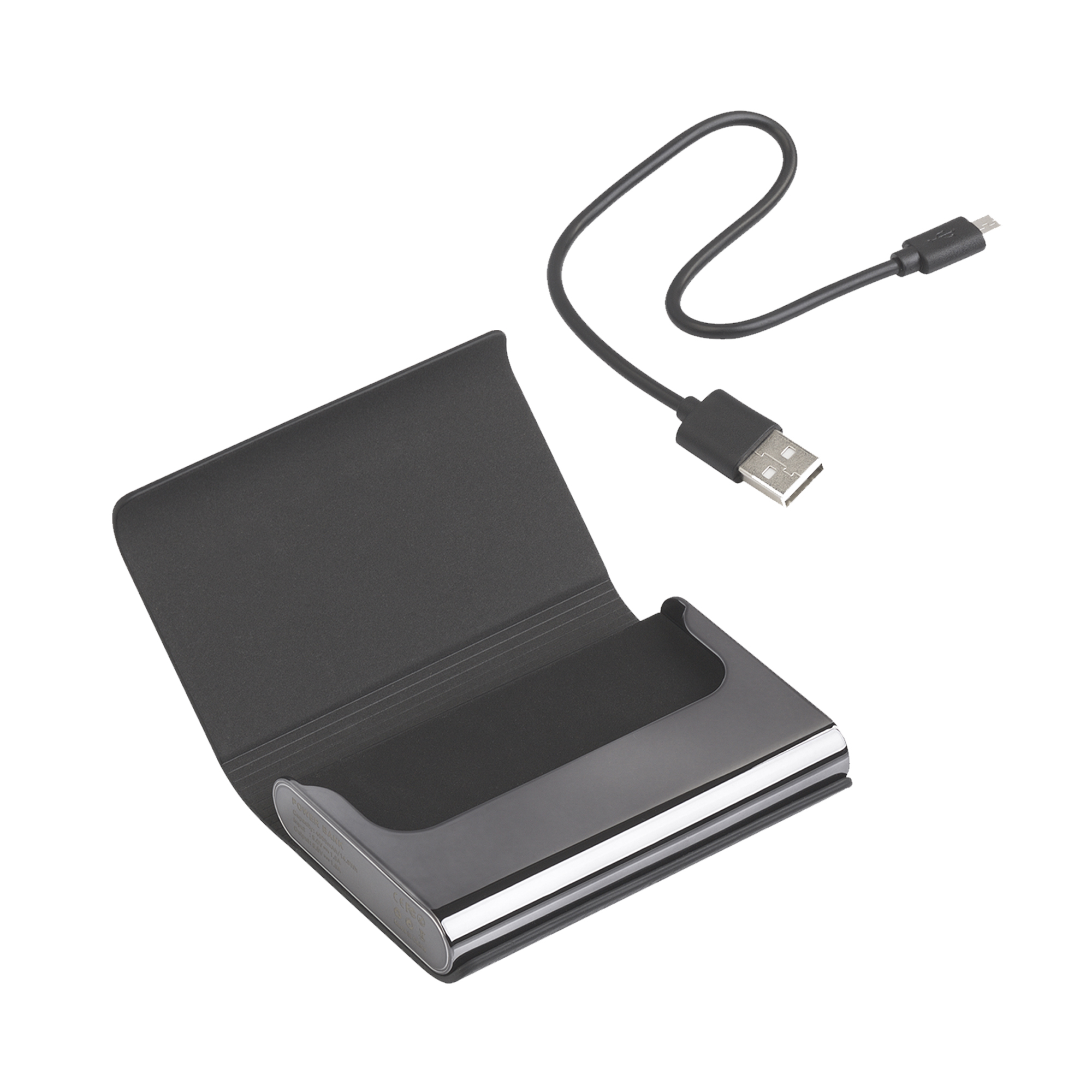 Визитница со встроенным зарядным устройством, 4000 mAh, Storyline Black фото на сайте Print Logo.