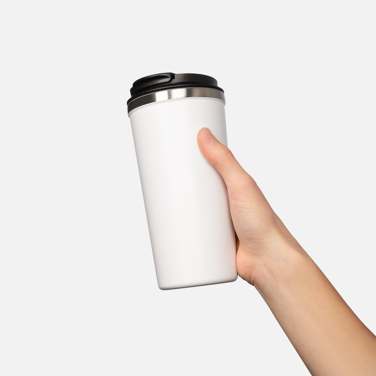 Термокружка вакуумная Палермо, белая, зернистое покрытие