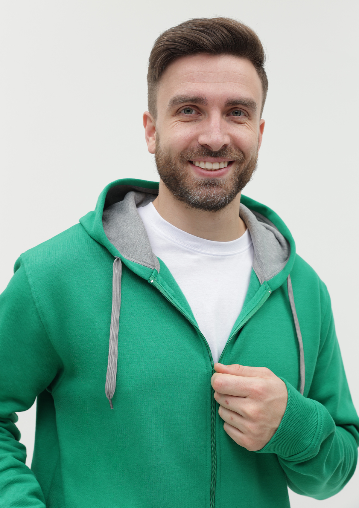 Толстовка мужская STAN с капюшоном на молнии футер с начёсом 280, 17, Зелёный,  (30/1)  (56/XXXL)