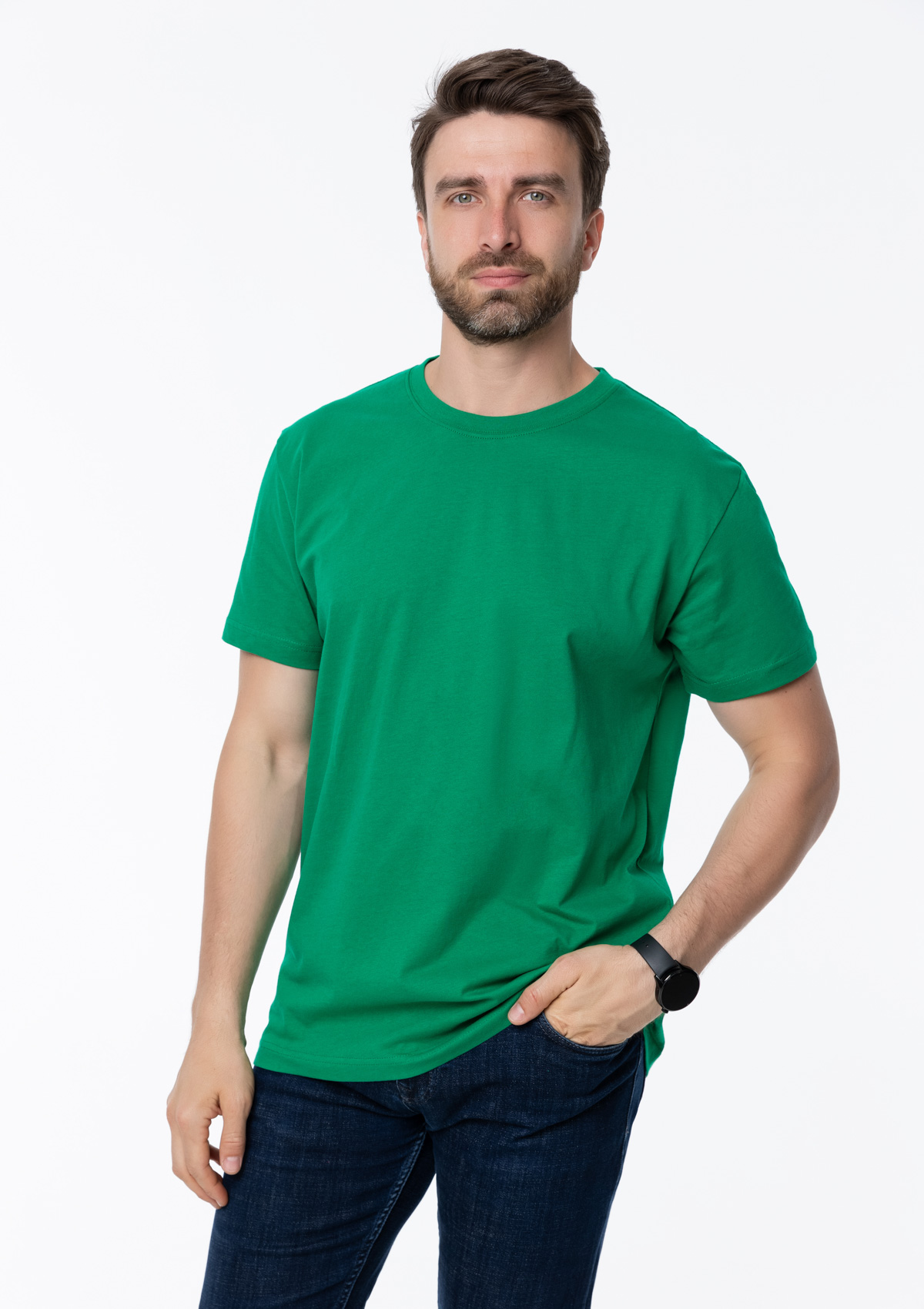 Футболка унисекс хлопок 150, 52, Зелёный,  (30/1)  (56/XXXL)