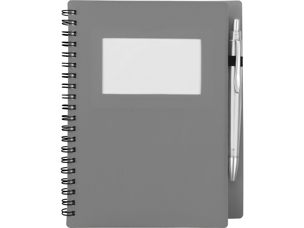 Блокнот Контакт с ручкой, серый