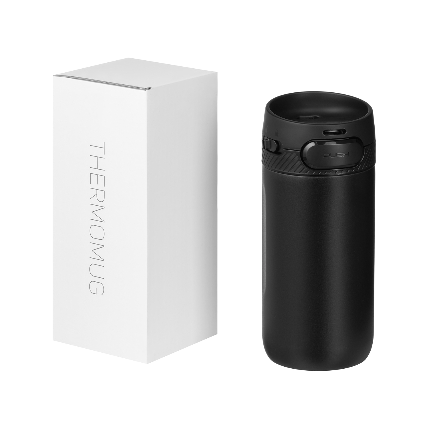 Термокружка вакуумная Толедо (Toledo), черная глянцевая