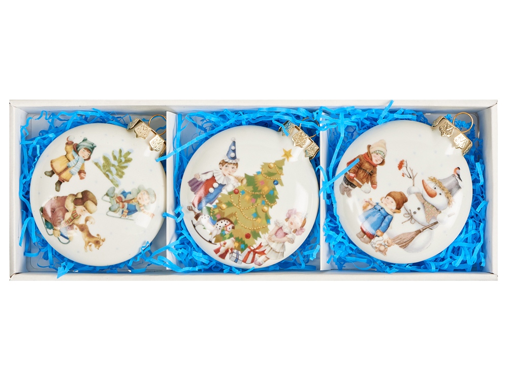 Набор игрушек Медальон Новогодние забавы в подарочной коробке, 3 шт.