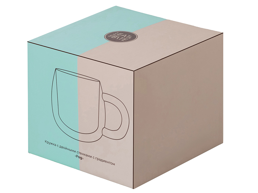 Кружка с двойными стенками с широкой ручкой и градиентным покрытием Fog, бирюзовый