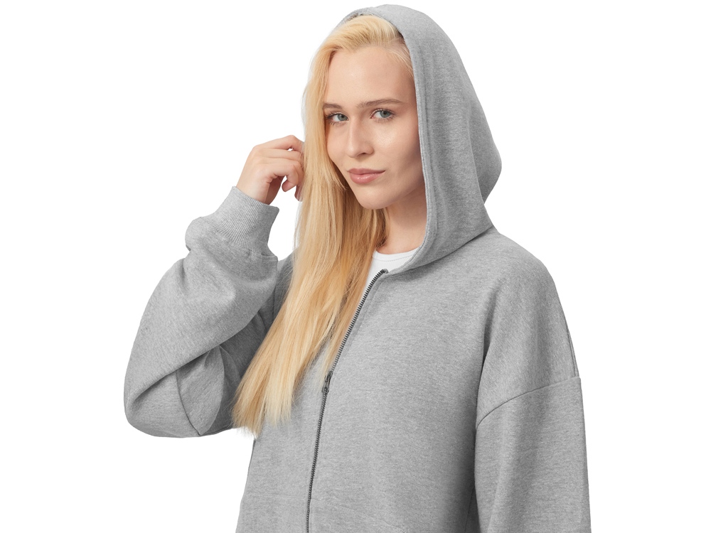 Толстовка оверсайз с капюшоном на молнии Monaco, серый меланж