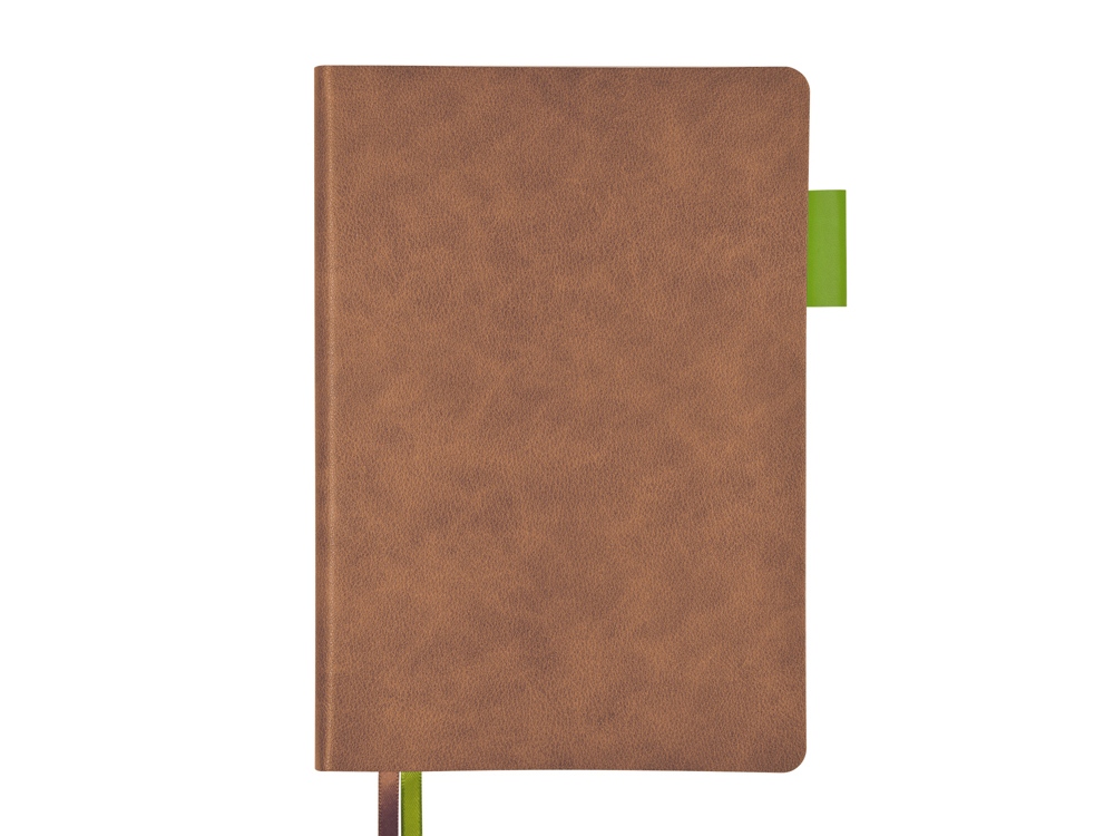 Ежедневник А5 датированный Boston 2027, коричневый с салатовым обрезом