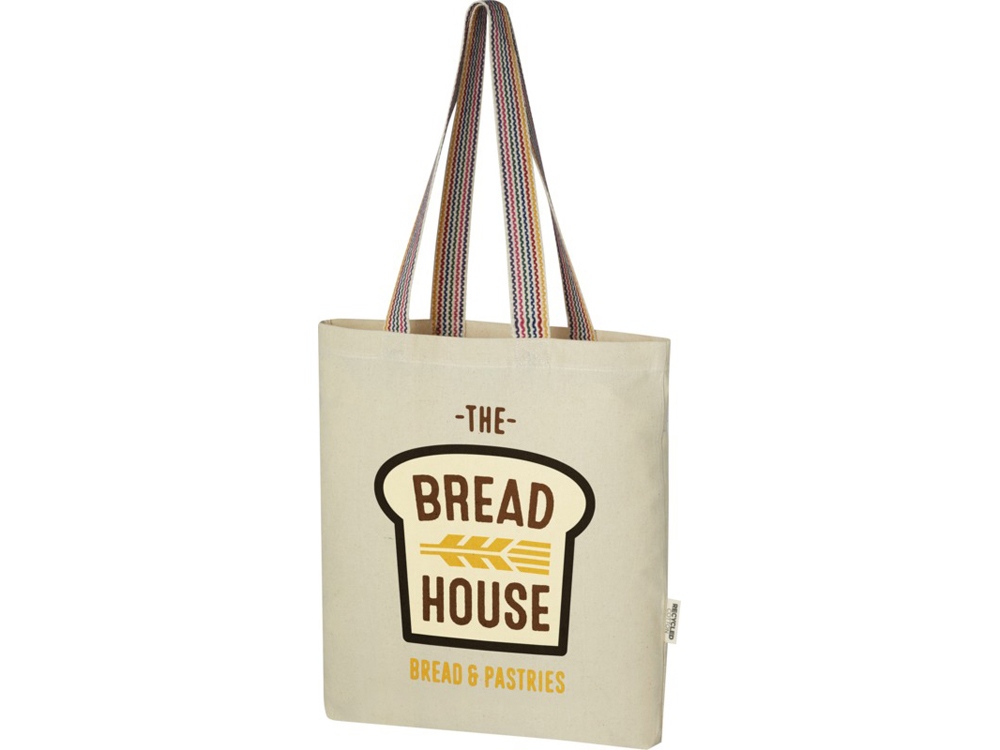 Эко-сумка Rainbow объемом 5л из переработанного хлопка плотностью 180 г/м2, натуральный