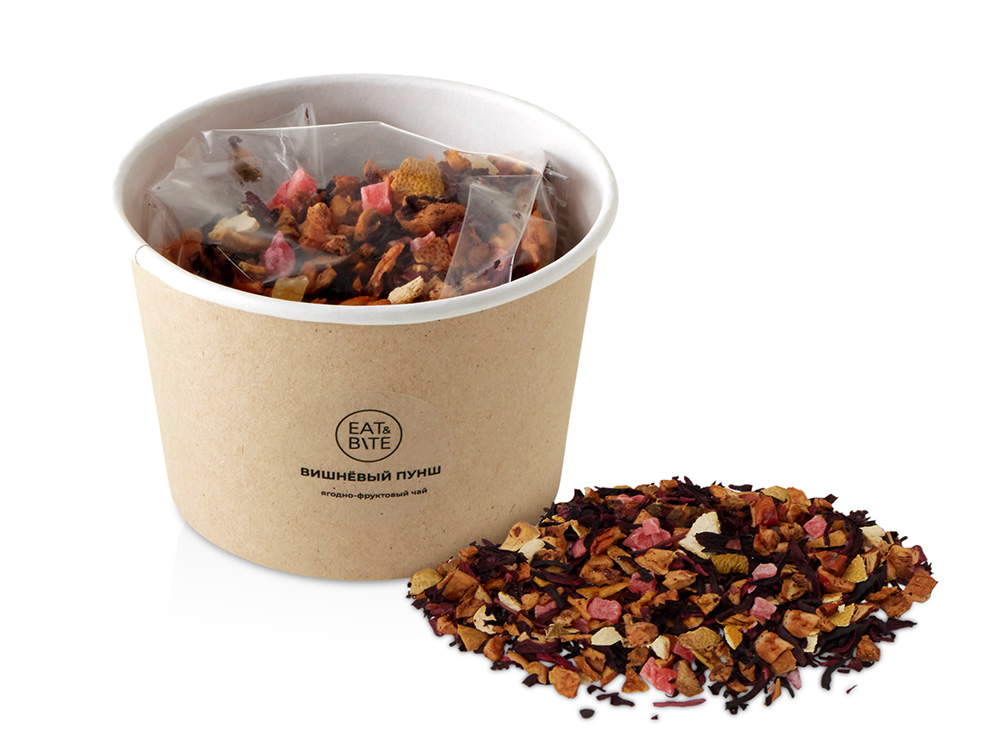Чай травяной Вишневый пунш, 50 гр. с логотипом Eat&Bite | Print Logo
