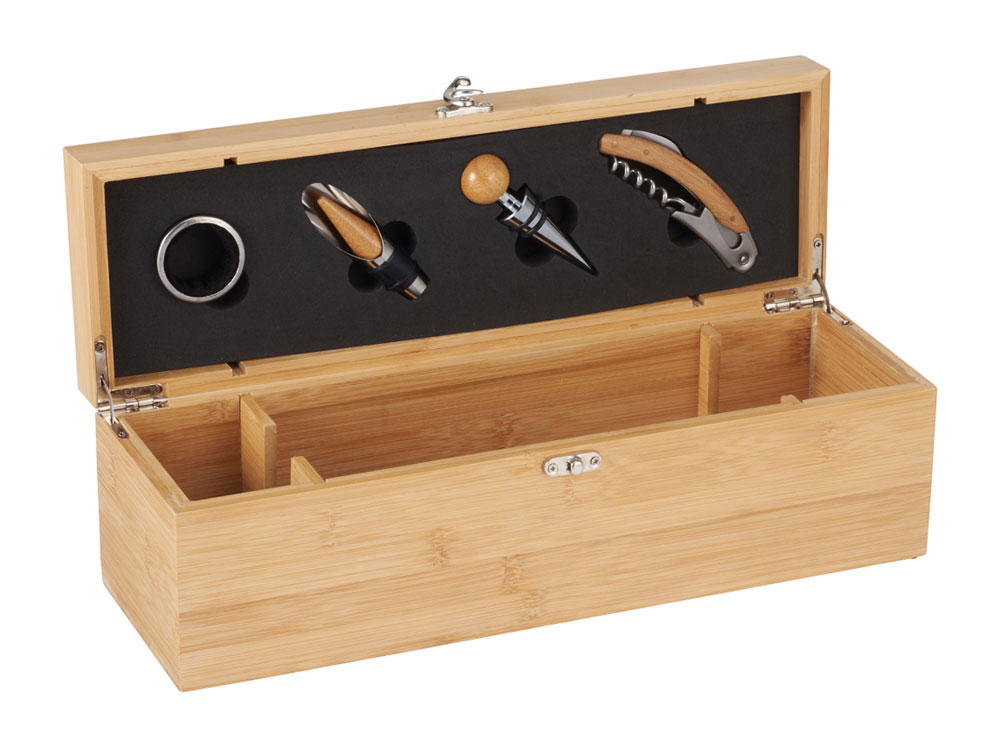 Набор для вина в бамбуковом кейсе Anniversary с логотипом  | Print Logo