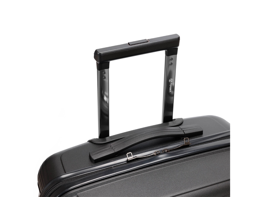 Чемодан TORBER НЕВО, чёрный, полипропилен, 45 х 26 х 66 см, 66 л