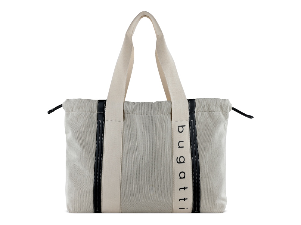 Сумка-шоппер женская BUGATTI АМБРА | AMBRA, бежево-черный цвет, хлопок/полиэстер, 45х10х34 см