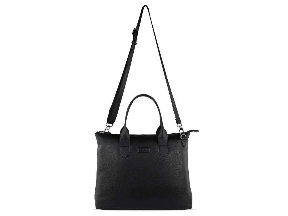 Сумка-шоппер BUGATTI ЭЛЬЗА | ELSA, чёрная, воловья кожа/полиэстер, 46х11х31,5 см