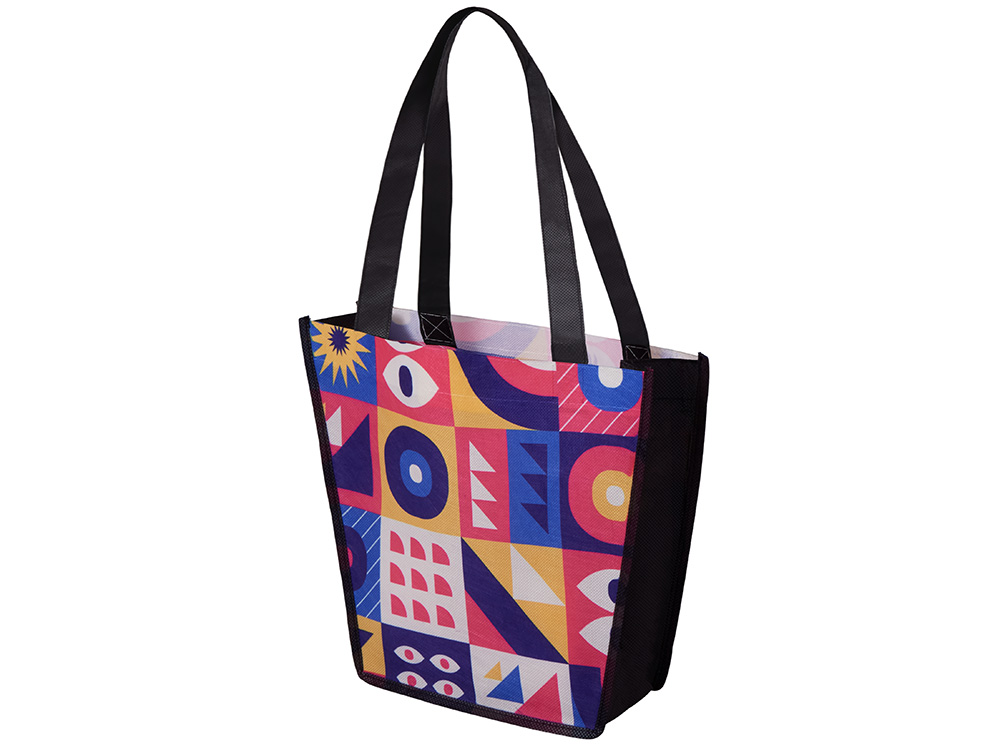 Сумка для шопинга с донной складкой и ручкой из PET ткани, 20.32*30.48*25.4 см