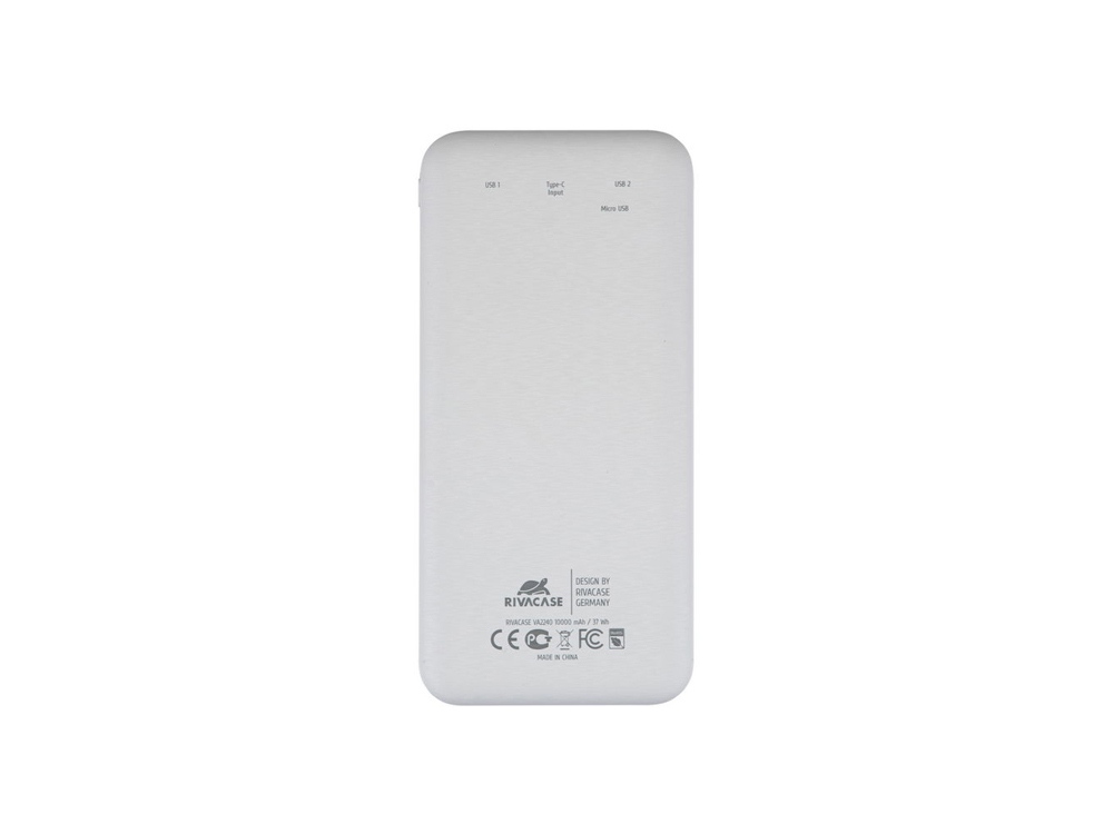 RIVACASE VA2240 (10000mAh) с дисплеем, белый, внешний аккумулятор 12/48