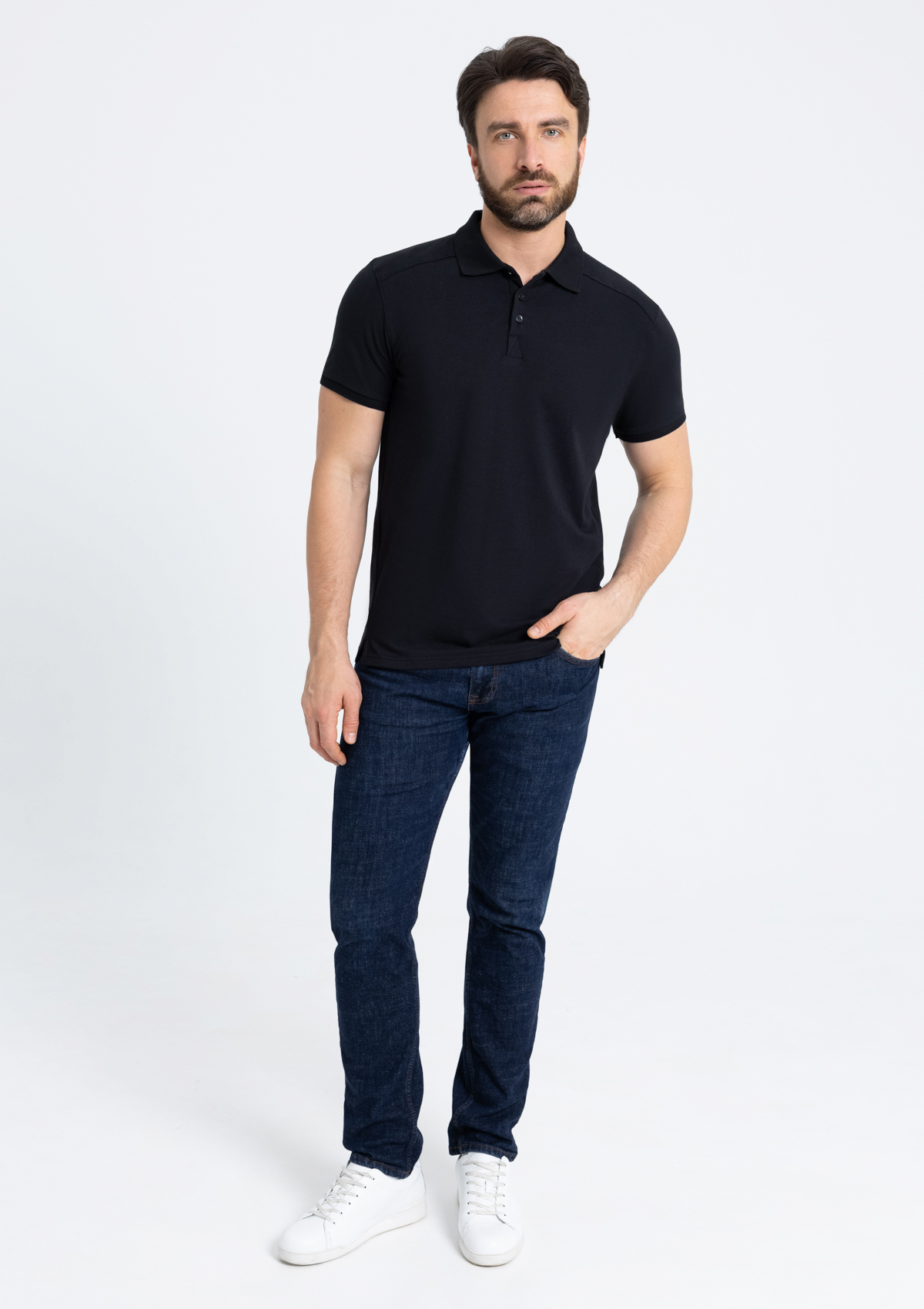 Рубашка поло унисекс STAN хлопок/эластан 200, 05, Чёрный,  (20)  (56/XXXL)