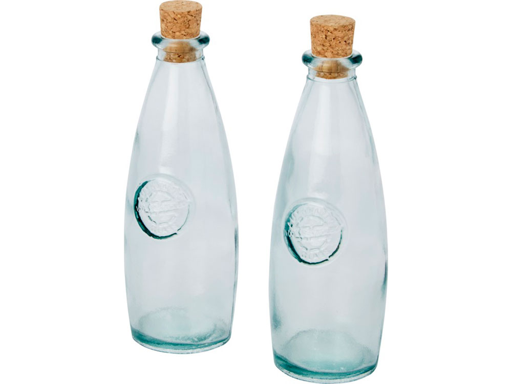 Набор из 2 предметов Sabor для масла и уксуса из переработанного стекла с логотипом Authentic | Print Logo