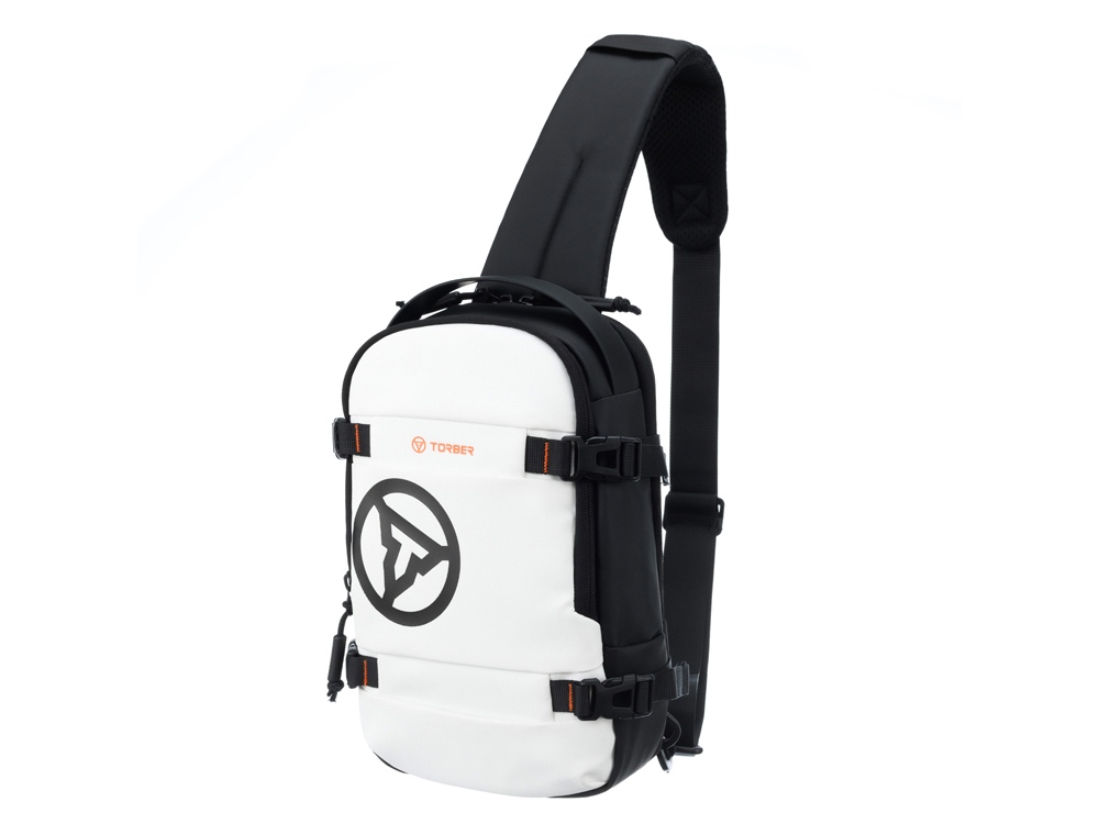 Рюкзак на одно плечо TORBER ЭКСТРИМ, белый/чёрный, 20 х 8 х 31 см, 5л