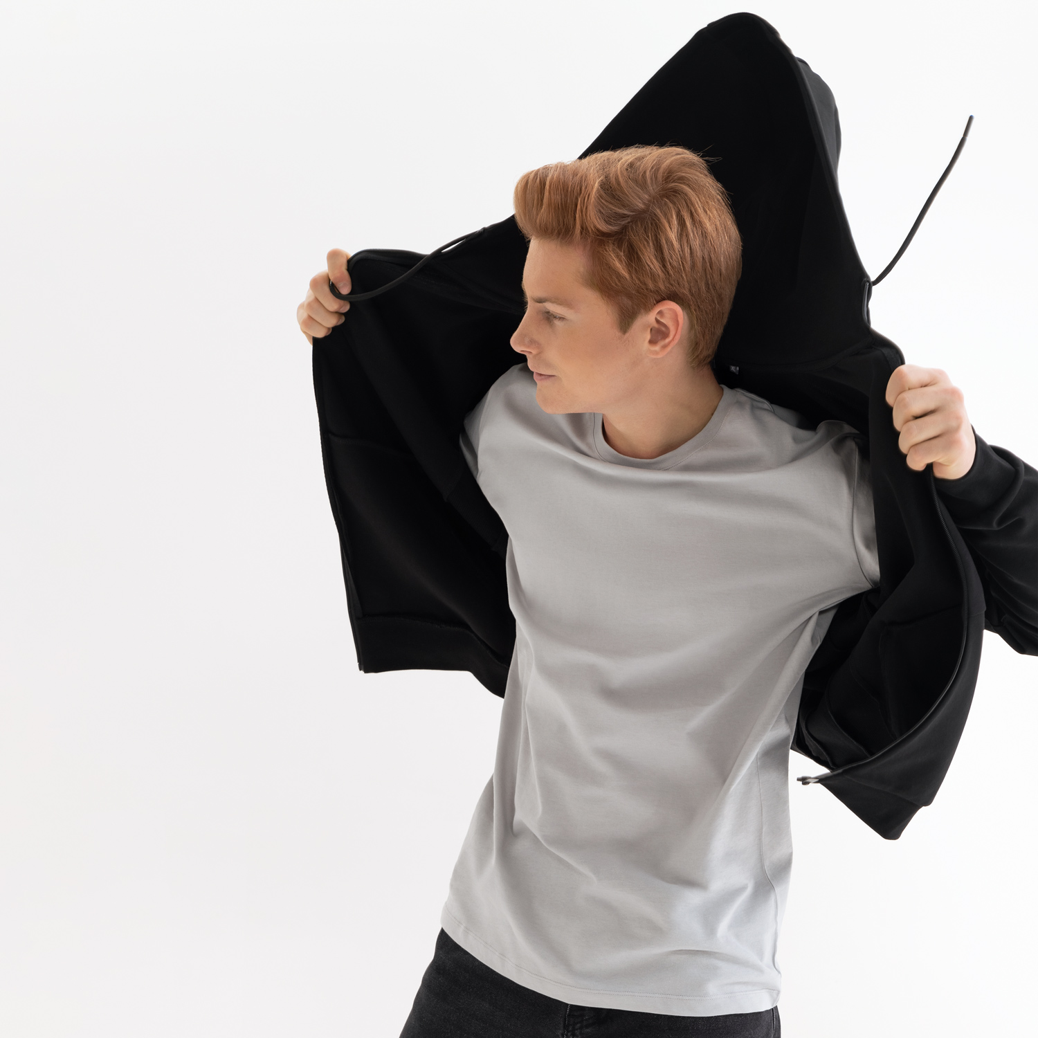 Толстовка на молнии с капюшоном Матео (Mateo) черная