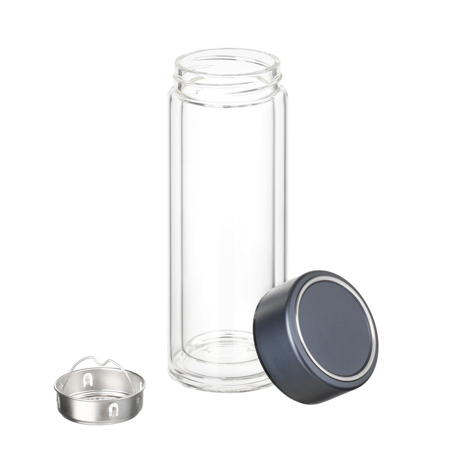 Бутылка стеклянная с двойными стенками Аравия (Aravia), синяя фото на сайте Print Logo.