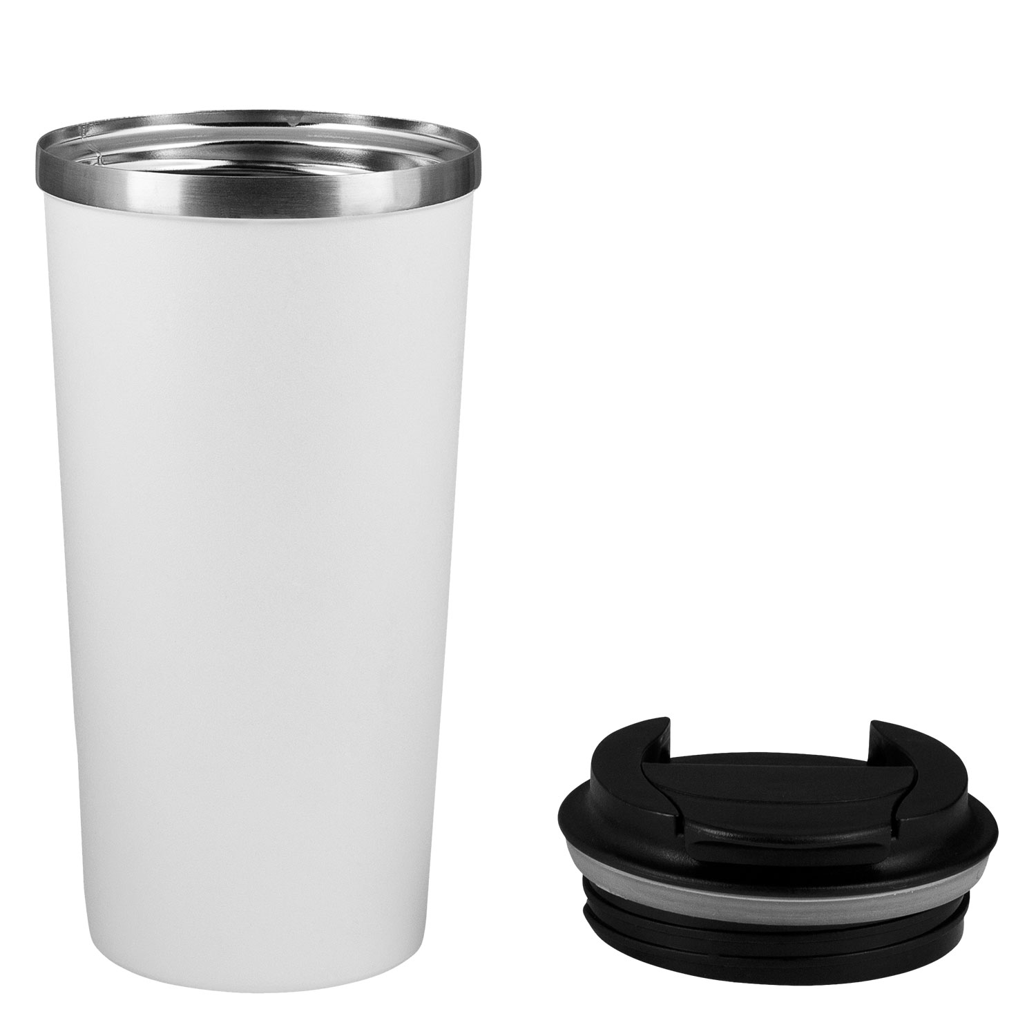 Термокружка вакуумная Палермо, белая, зернистое покрытие