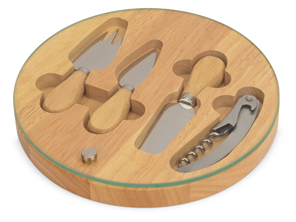 Набор для сыра и вина со стеклянной крышкой Rendezvous с логотипом Eat&Bite | Print Logo