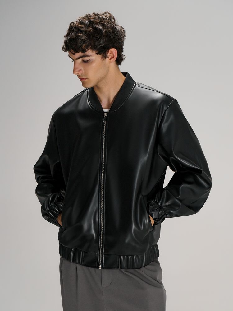 Бомбер из искусственной кожи Univer фото на сайте Print Logo.