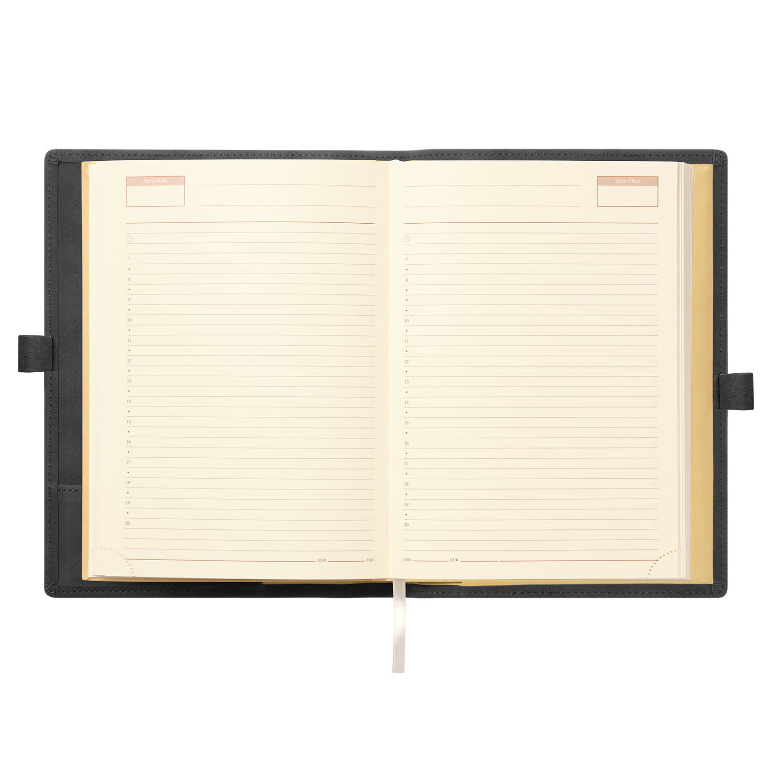 Ежедневник-портфолио Клип (Clip NEO) недатированный в подарочной коробке, черный (в комплекте ручка Tesoro серебро)