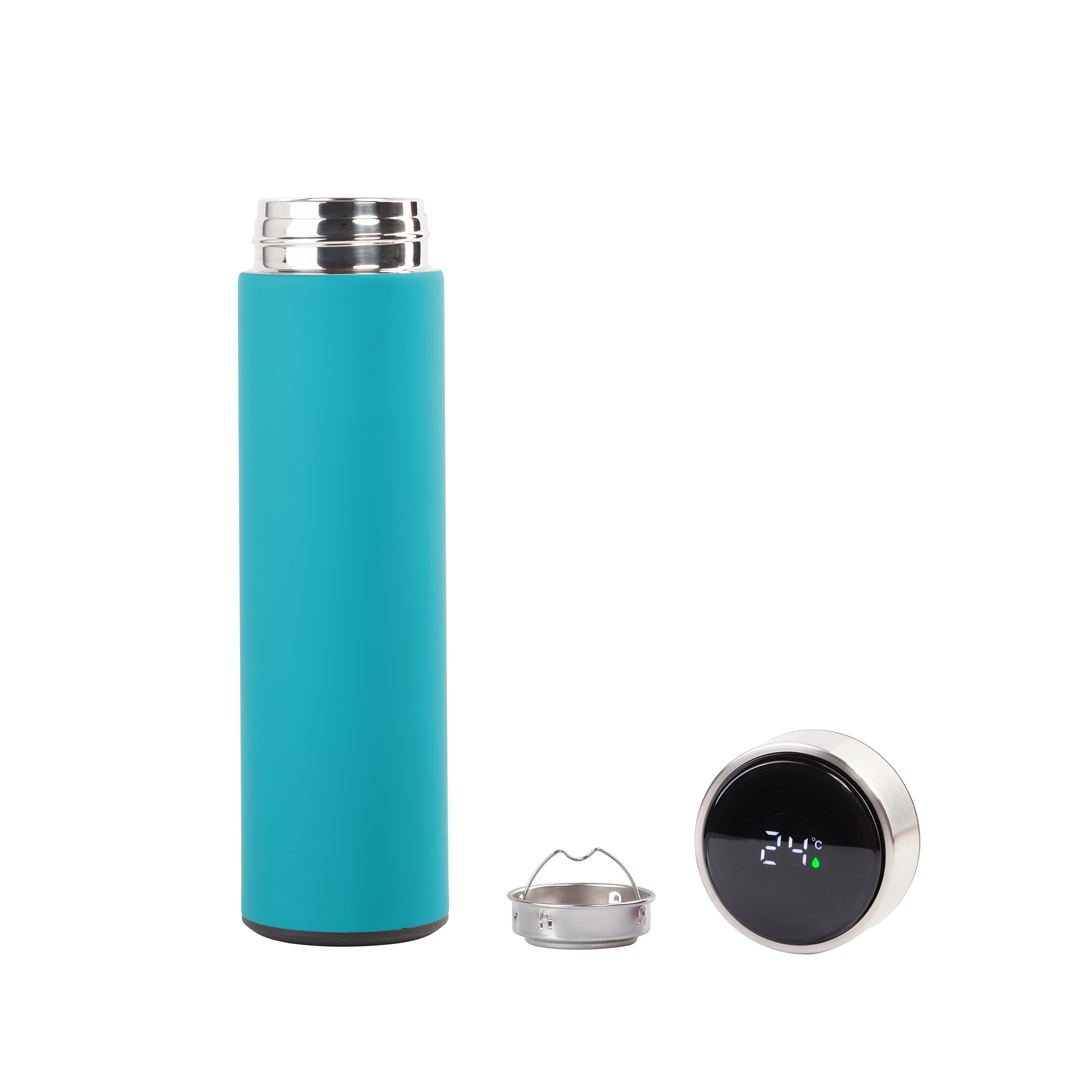 Термос "Бостон silver line" 500 мл с индикацией температуры, soft touch фото на сайте Print Logo.