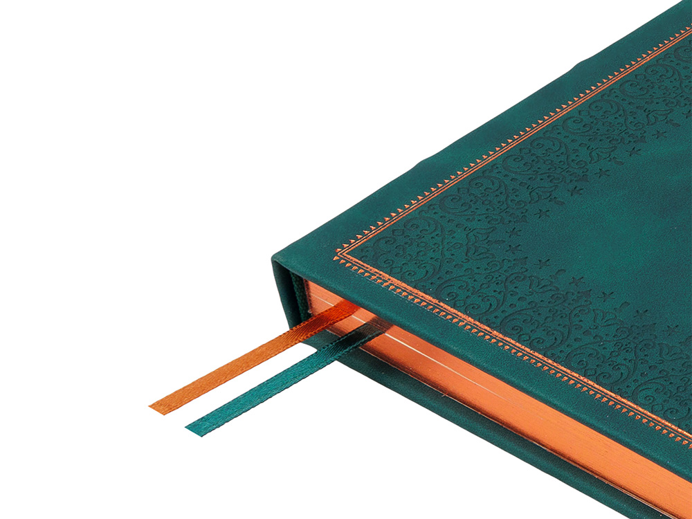 Ежедневник недатированный А5 Royal, зеленый с бронзовым срезом