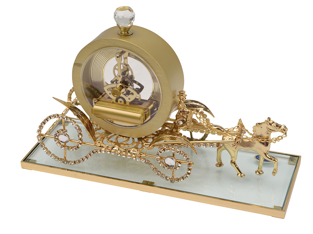 Интерьерные часы Карета прозрачный/золотистый