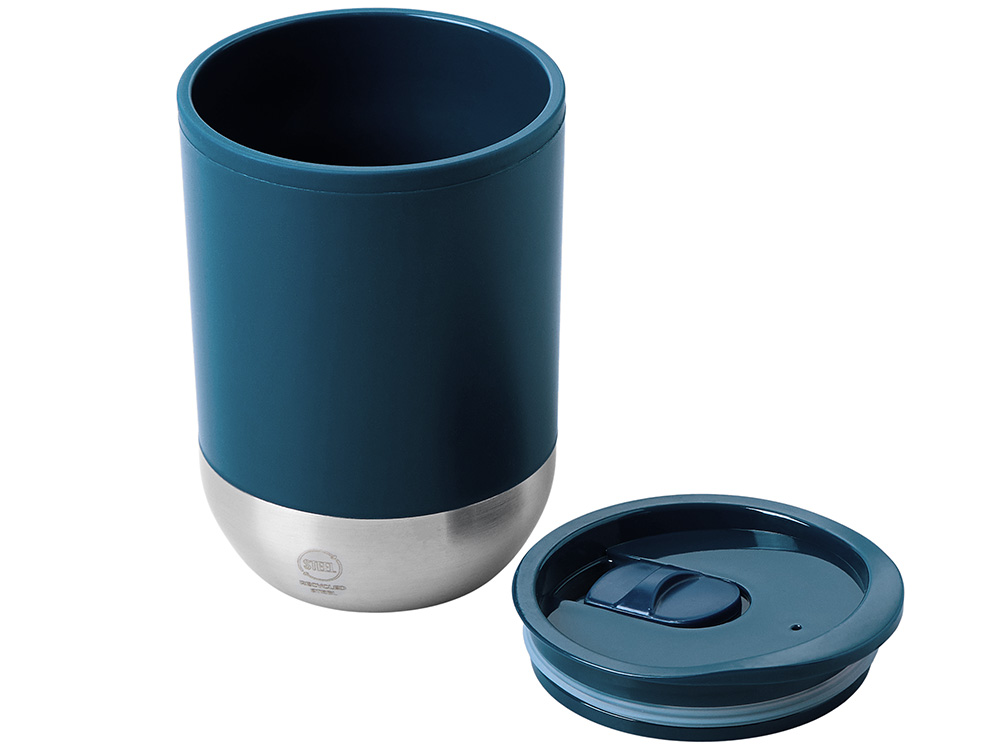 Термокружка LINDE с двойными стенками из переработанного полипропилена, синий нэйви