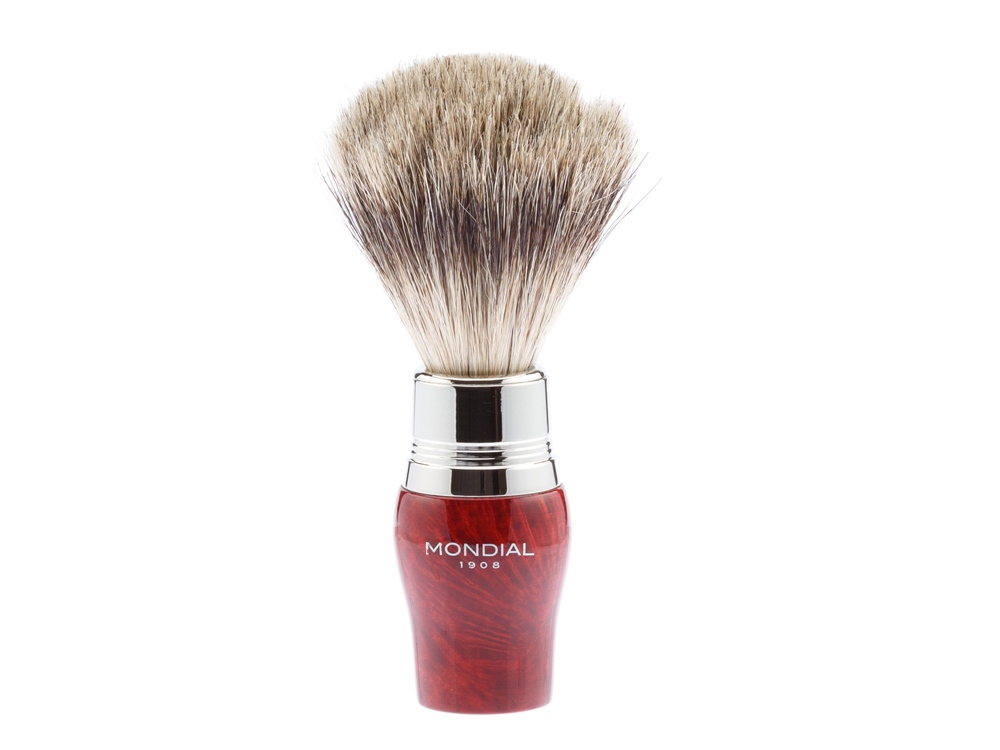 Бритвенный набор Mondial: станок MACH3, помазок, подставка; корень шиповника