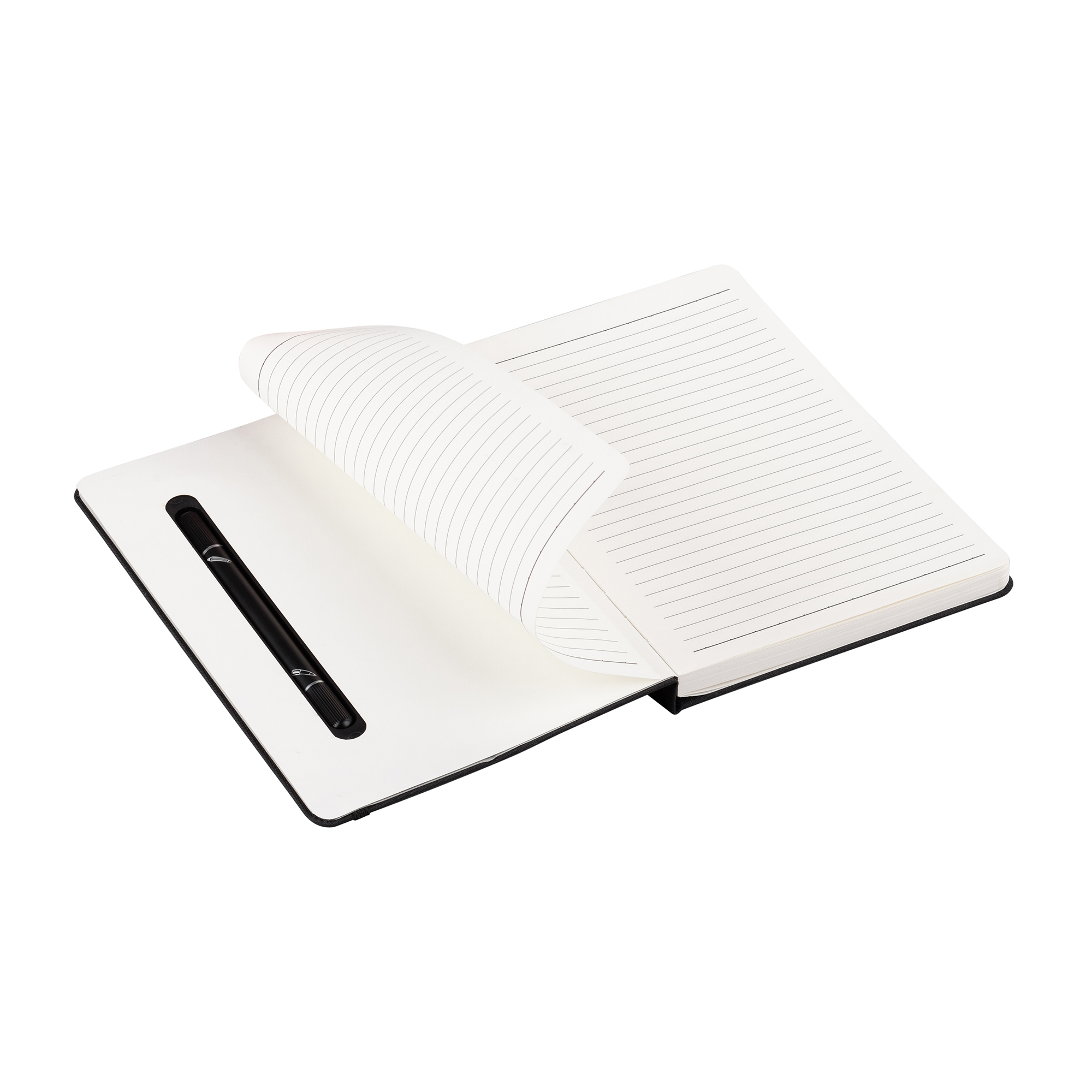 Блокнот "Prime" с ручкой и вечным карандашом в пенале, с подставкой под смартфон, черный