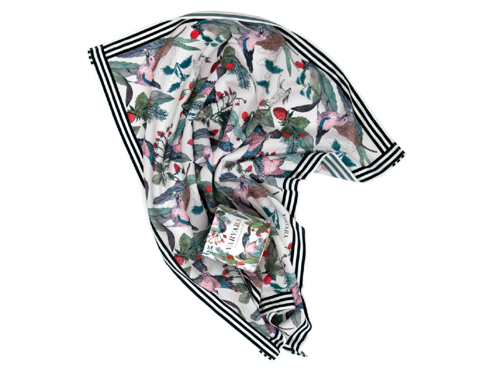 Платок Фазаны с логотипом Varvara | Print Logo