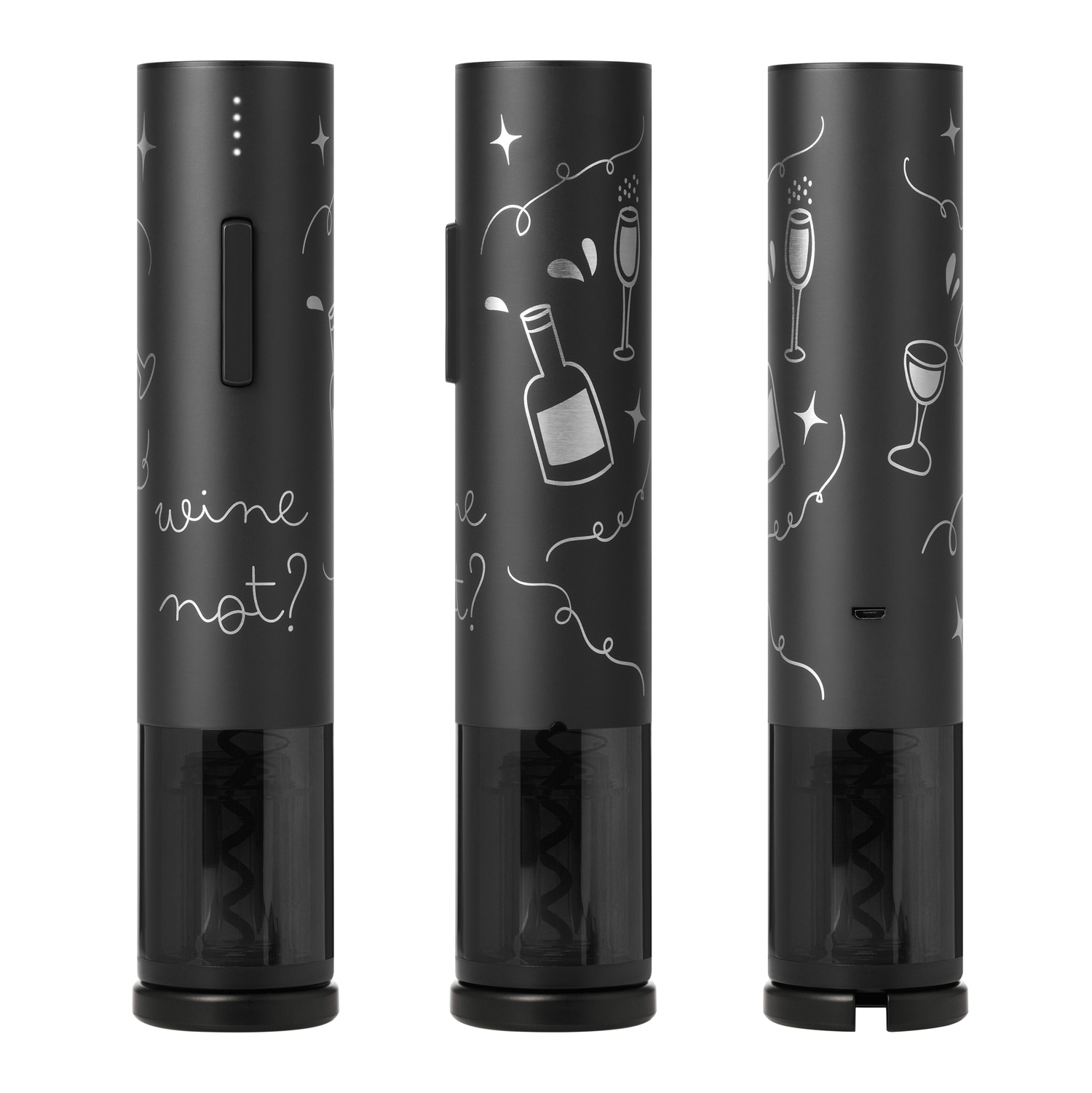 Набор для вина с электрическим штопором Сакраменто (Sacramento), черный — пример нанесения логотипа (Portobello Электроника Кухня) | Print Logo