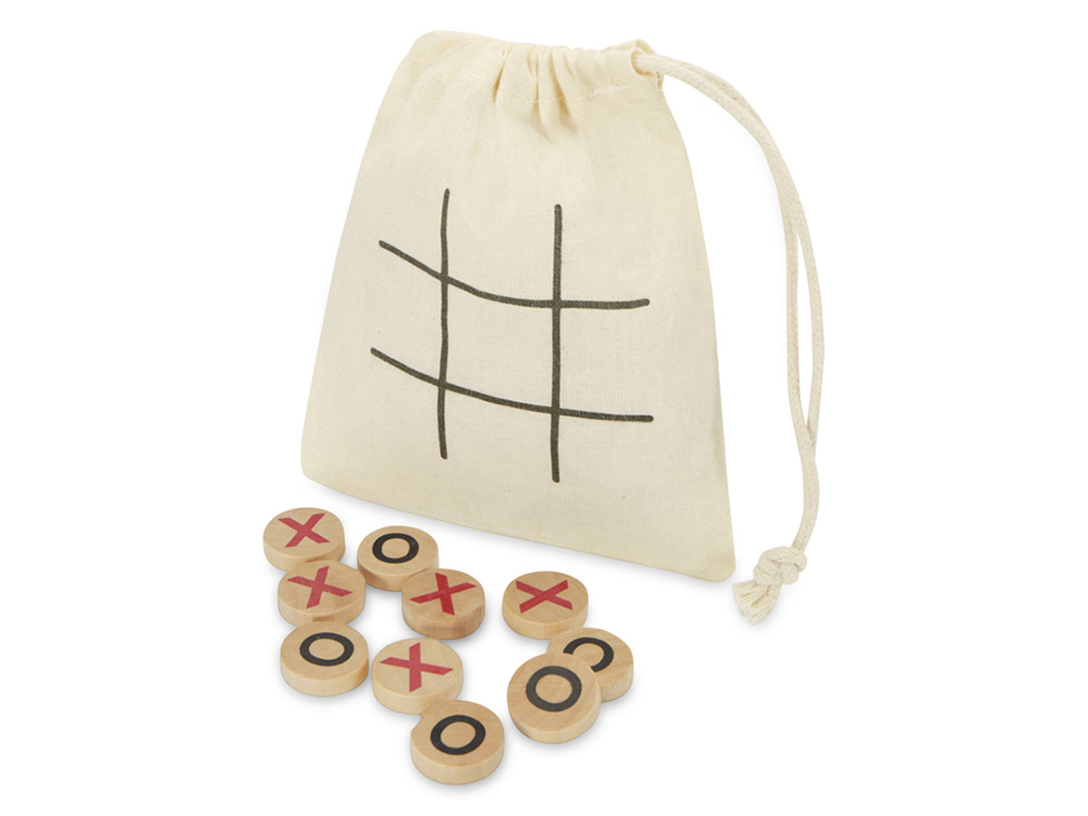 Деревянная игра в крестики-нолики в мешочке Whorl с логотипом  | Print Logo