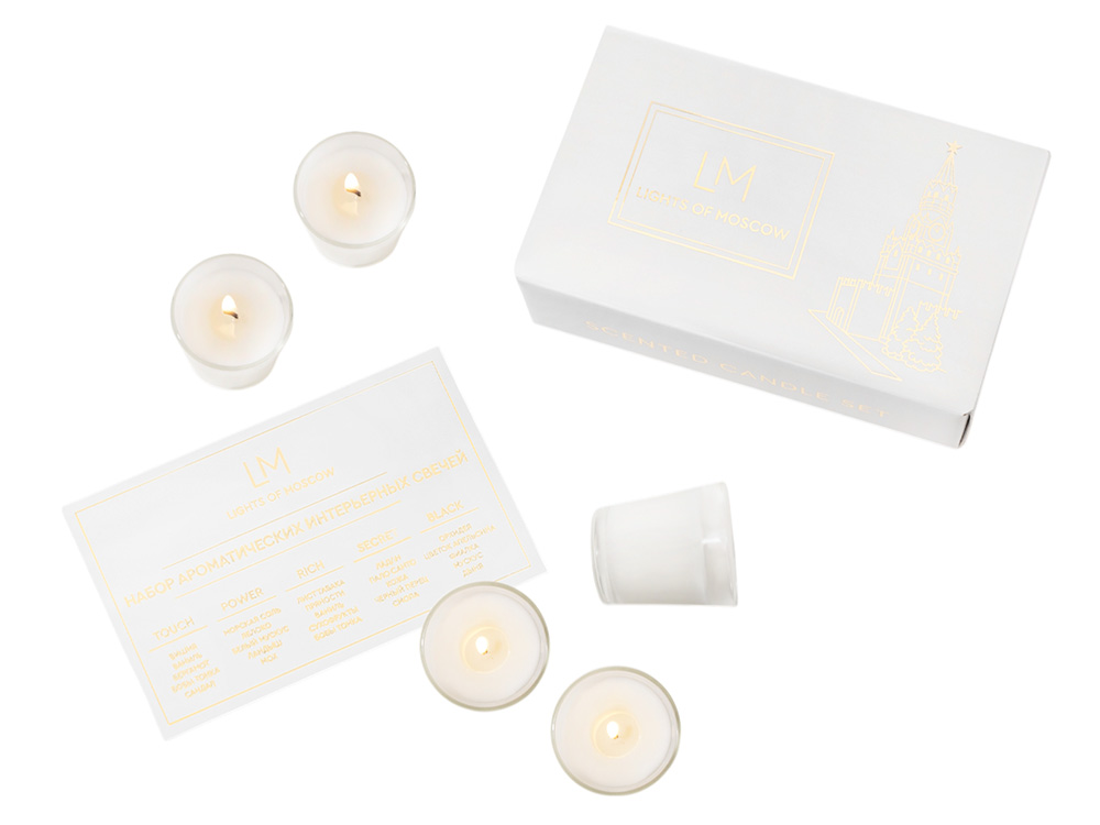 Набор ароматических свечей, 5*50 мл с логотипом Lights of Moscow | Print Logo