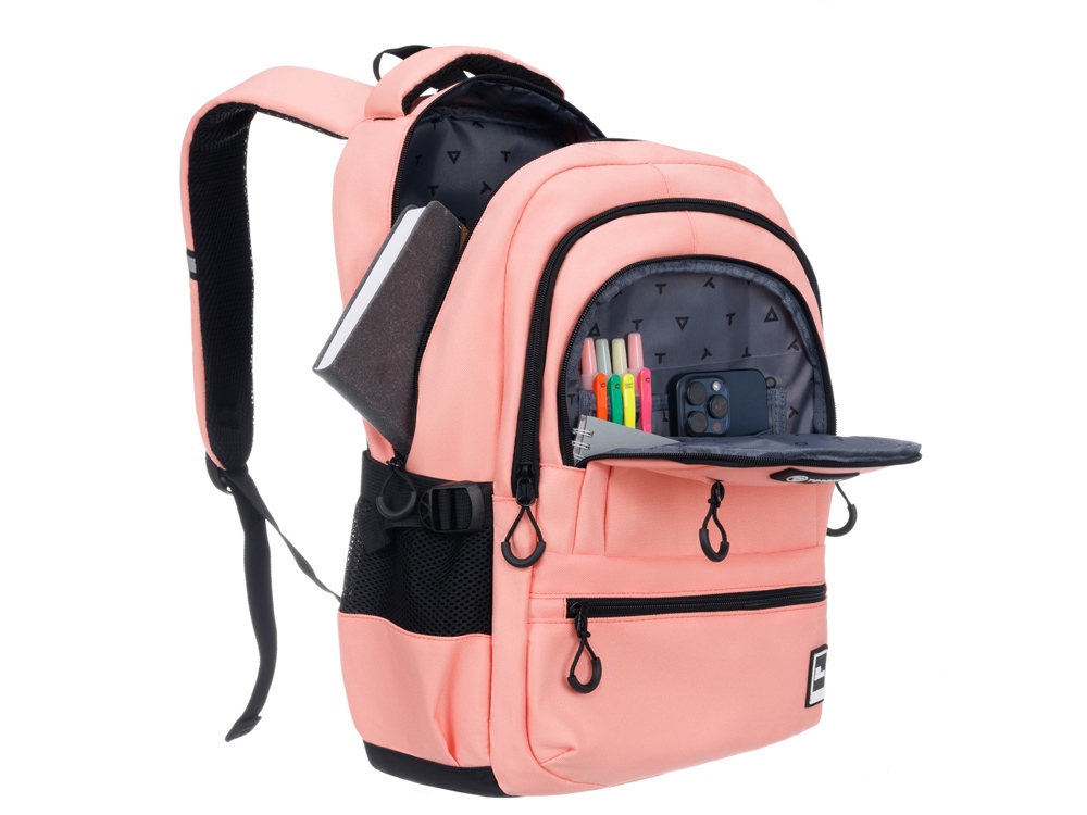 Рюкзак TORBER КЛАСС, персиковый, 46 х 32 х 13 см + Мешок для сменной обуви в подарок!