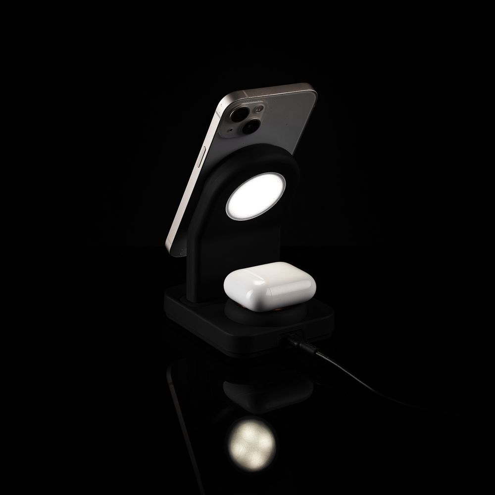 Зарядная станция с подсветкой Cooper Duo — пример нанесения логотипа (Uniscend) | Print Logo