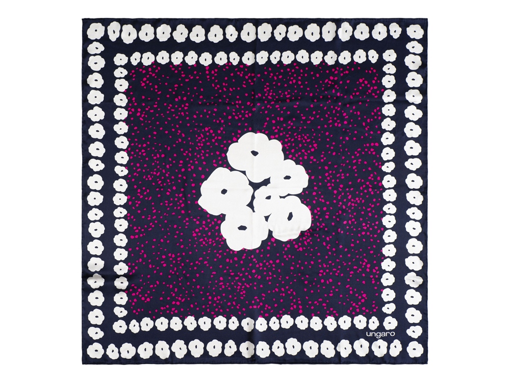 Шелковый платок Giada Navy с логотипом Ungaro | Print Logo