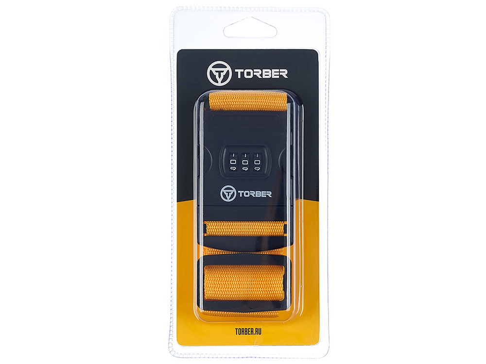 Ремень для чемодана Torber, желтый, 182 х 5 см