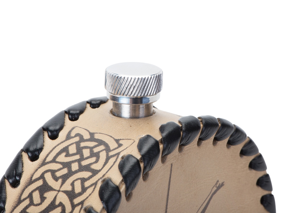 Фляга 504 (белая кожа), 0,5 л (круглая)