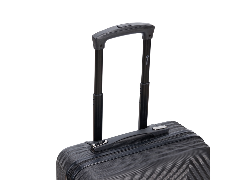 Чемодан TORBER ЛАМА, чёрный, ABS-пластик, 38 х 21 х 55 см, 37 л